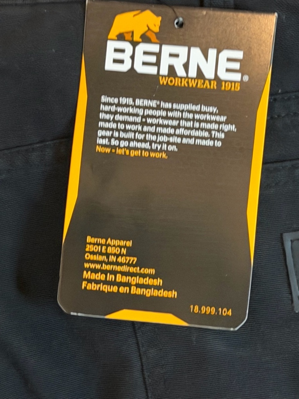 BERNE Workwear Cargo Pants 42x32 NWT Insulated Black Utility Work Pants - Picture 5 of 9
